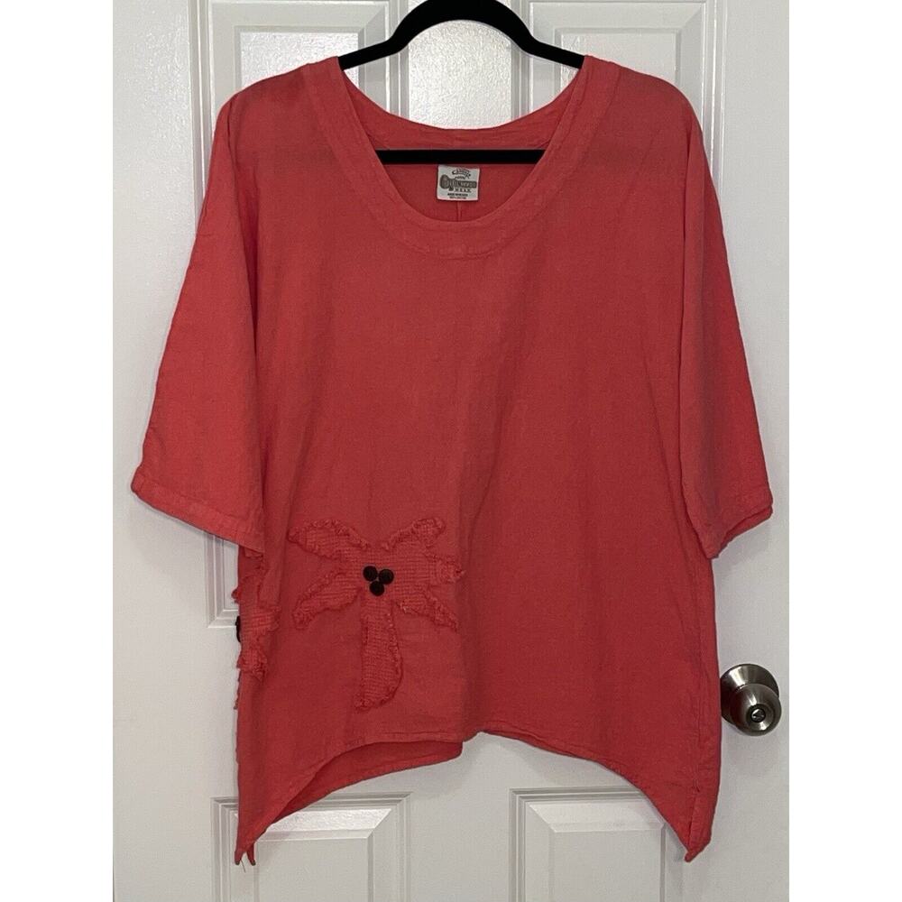 Cottonseed Wear Pink 3/4‎ Sleeve Embroidered 100% Cotton Top Shirt Women's XS/S